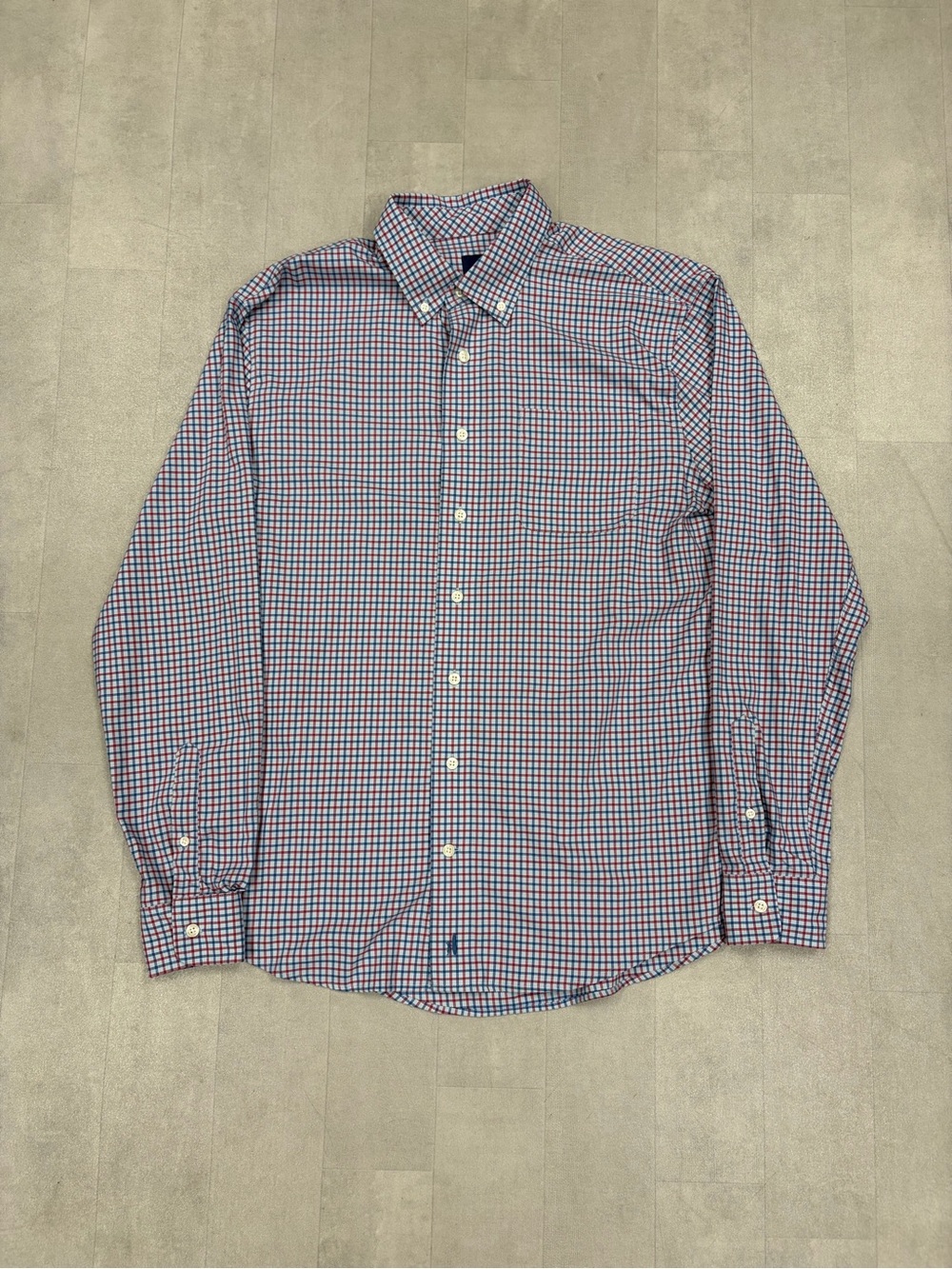 johnnie-O Long-Sleeve Button-Down Check Shirt in Blue and Red